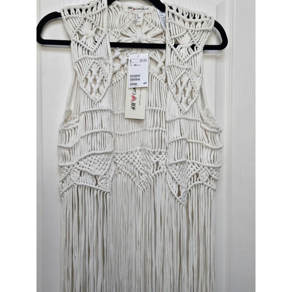 H&M Divided Loves Coachella Macrame Fringe Vest Boho Size: XS New With Tags